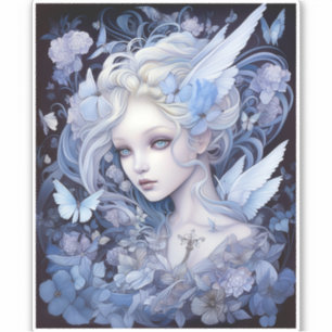 Blue Fairy Fantasy Art Aufkleber