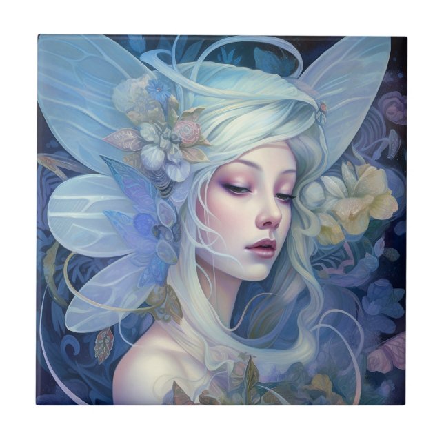 Blue Fairy Fantasy Art Fliese (Vorderseite)