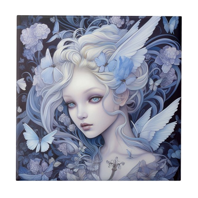 Blue Fairy Fantasy Art Fliese (Vorderseite)