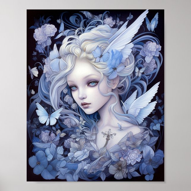 Blue Fairy Fantasy Art Poster (Vorne)