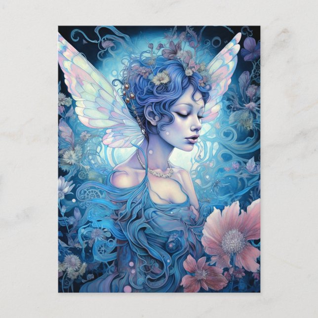 Blue Fairy Fantasy Art Postkarte (Vorderseite)