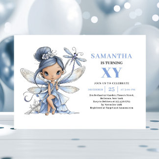 Blue Fairy Girl 6. Geburtstag Whimsy Pastell Einla Einladung