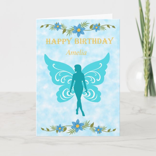 Blue Fairy Happy Birthday Karte (Vorderseite)