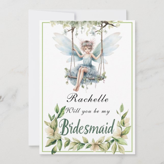 Blue Fairy Swing wird meine Bridesmaid sein Einladung (Vorderseite)