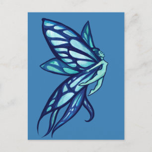 Blue Fairy Wings Fee Gartenanlage Postkarte