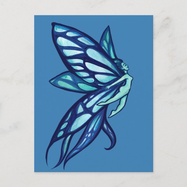 Blue Fairy Wings Fee Gartenanlage Postkarte (Vorderseite)