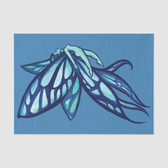 Blue Fairy Wings Fee Gartenanlage Seidenpapier (Vorderseite)