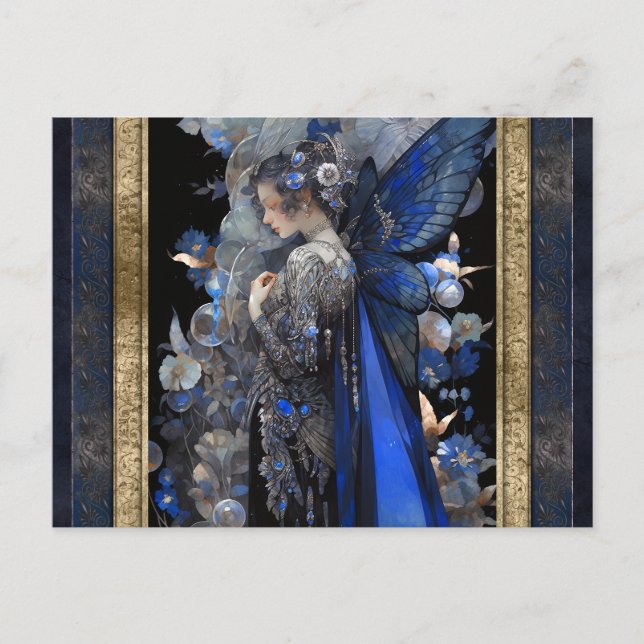 Blue Fairy Woman Fantasy Art Postkarte (Vorderseite)
