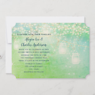 Blue Fairytale Woodsy Bauernhof Mason Jar Wedding Einladung