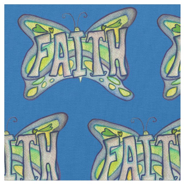 Blue Faith Butterfly Inspiration Material Stoff (Nahaufnahme)