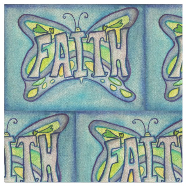 Blue Faith Butterfly Inspiration Material Stoff (Nahaufnahme)