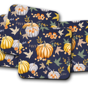 Blue Fall Pumpkin   Autumn Pumpkin Cork Drink Coas Getränkeuntersetzer