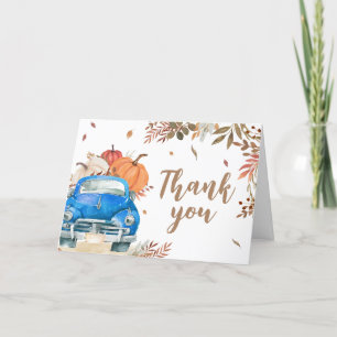 Blue Fall Pumpkin Truck Baby Dusche Dankeskarte