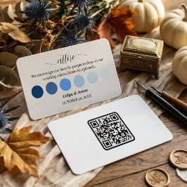 Blue Fall Wedding Attire Dress Code Palette QR Cod Begleitkarte