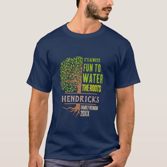 Blue Family Tree themed custom Family Reunion T-Sh T-Shirt (Vorderseite)
