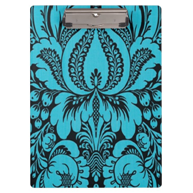 Blue Fantasy Floral Clipboard Klemmbrett (Vorderseite)