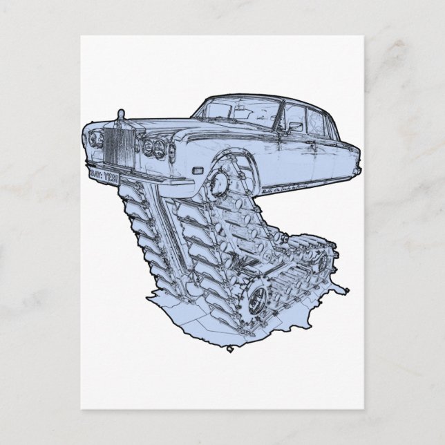Blue Fantasy Rolls Royce Postkarte (Vorderseite)