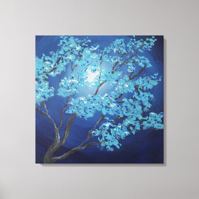 Blue Fantasy Tree Romantic Art Wedding Geschenk Leinwanddruck (Vorderseite)