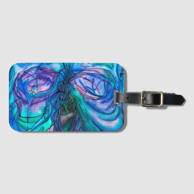 Blue Fantasy Watercolor Gepäckanhänger (Vorderseite (Horizontal))