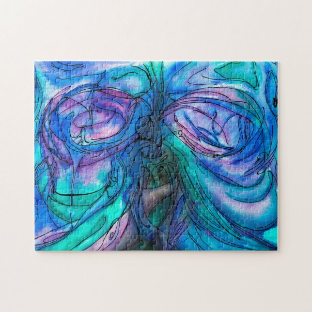 Blue Fantasy Watercolor Puzzle (Horizontal)