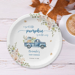 Blue Farm Truck Kleine Pumpkins Baby Dusche Pappteller