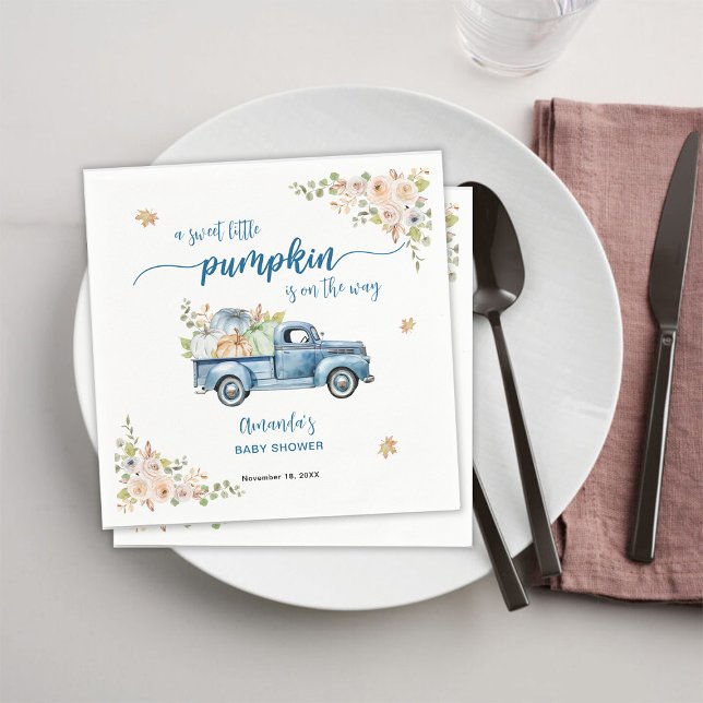 Blue Farm Truck Kleine Pumpkins Baby Dusche Serviette (Von Creator hochgeladen)