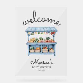 Blue Farmers Market Baby Shower Welcome Acrylschild
