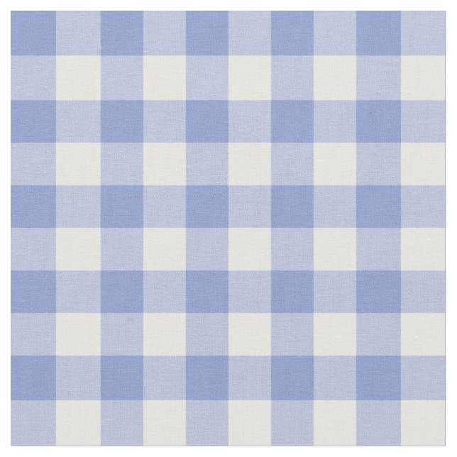 Blue Farmhouse Gingham Kariert Checkered Pattern Stoff (Nahaufnahme)