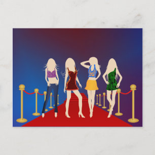 Blue Fashion Girls auf der Roten Teppich-Postkarte Postkarte