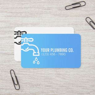 Blue Faucet Plumber Business Cards Visitenkarte