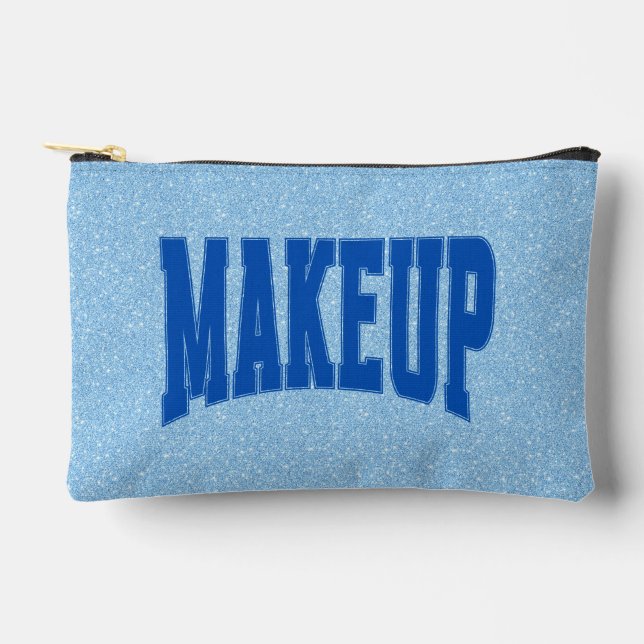 Blue Faux Glitter + Navy MAKEUP Zubehörtasche (Vorderseite)