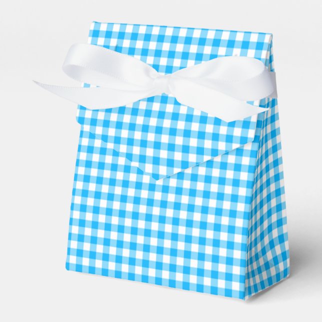 Blue-Favor Box Gingham-Caribbean Geschenkschachtel (Vorderseite)