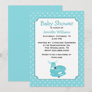 Blue Fawn Baby Shower Einladung