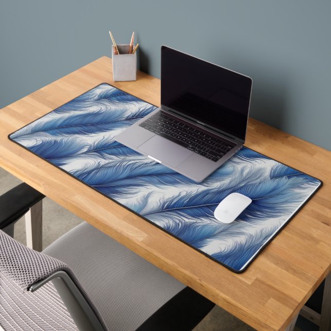 Blue Feather Design Art Print Schreibtischunterlage (Büro 2)