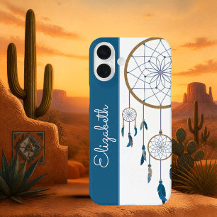 Blue Feathers Dreamcatcher Benutzername Boho iPhone 16 Plus Hülle