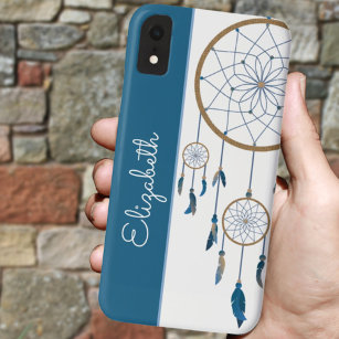 Blue Feathers Dreamcatcher Individuelle Name Boho Case-Mate iPhone Hülle