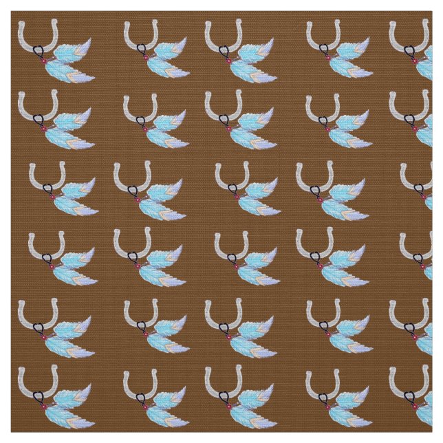 Blue Feathers Horseshoe Fabric Stoff (Muster)