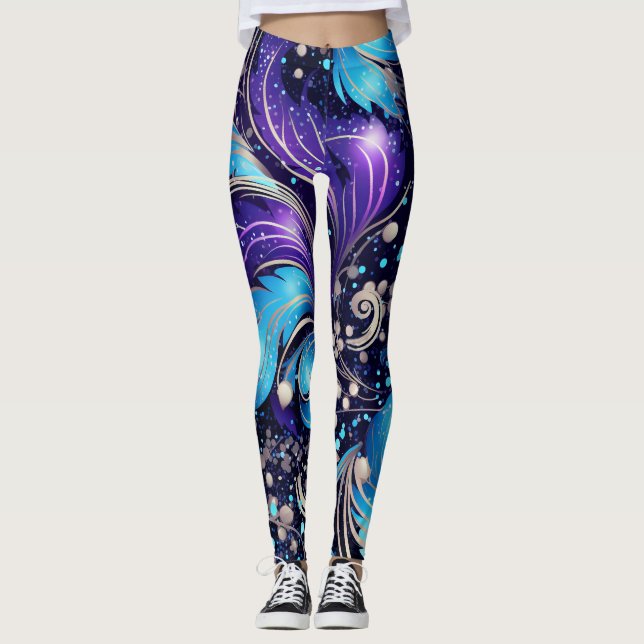 Blue Feathers Leggings (Vorderseite)