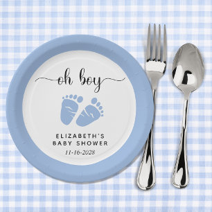 Blue Feet Baby Boy Dusche Pappteller