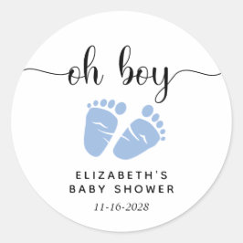 Blue Feet Baby Boy Dusche Runder Aufkleber