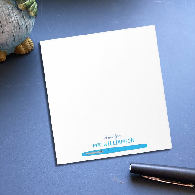 Blue Felt Pen Personalisiert Teacher Note Pad Notizblock (Von Creator hochgeladen)