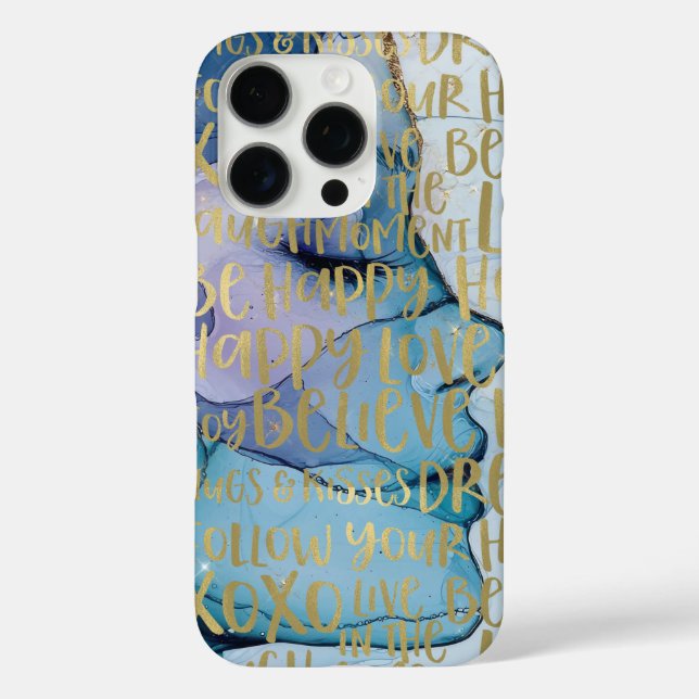 Blue Female Face Gold Inspiration Zitate Case-Mate iPhone Hülle (Rückseite)