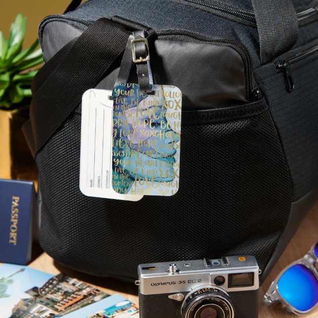 Blue Female Face Gold Inspiration Zitate Gepäckanhänger (Vorderseite & Rückseite)