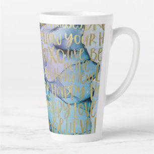 Blue Female Face Gold Inspiration Zitate Milchtasse