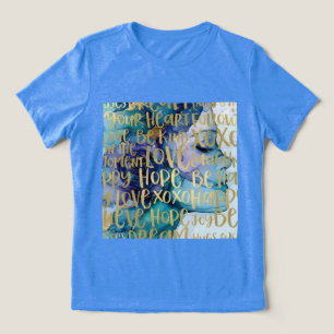 Blue Female Face Gold Inspiration Zitate Tri-Blend Shirt