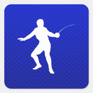Blue Fencing Quadratischer Aufkleber