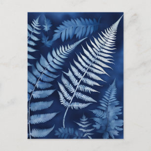 Blue Fern Cyanotype Postkarte