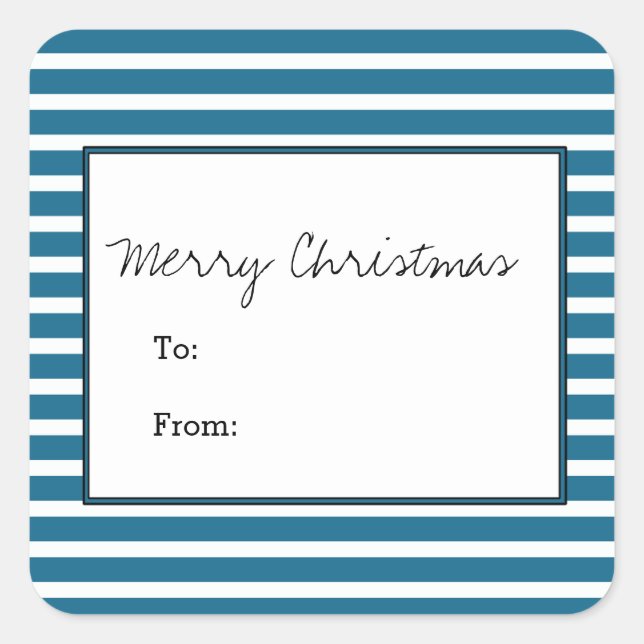 Blue Festivals Stripes Holiday Stickers (Vorderseite)