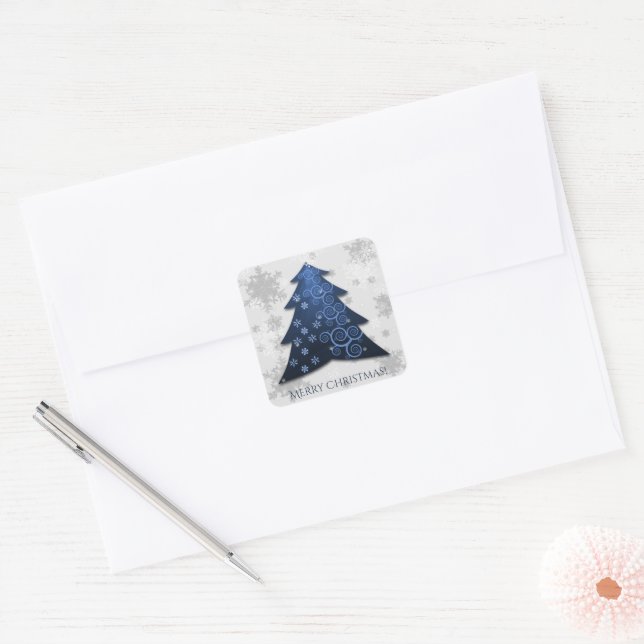 Blue Festive Christmas Tree Sticker (Umschlag)