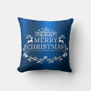 Blue Festive Frohe Weihnachts-Throw Kissen